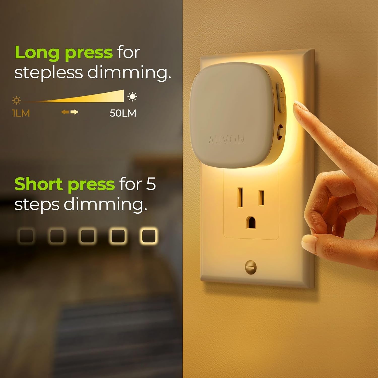 AUVON Backlit LED Night Lights – 4 Pack