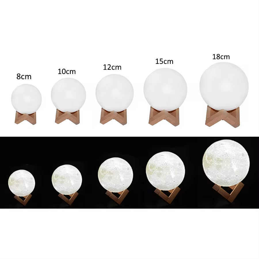 Rechargeable Moon Lamp LED Night Light Creative Touch Switch Moon Light for Bedroom Decoration