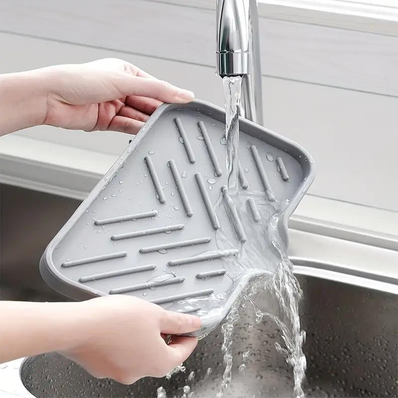 Versatile Silicone Kitchen Sponge Holder - Sink Pad & Drain Storage Tray for Sponges and Soap Bars