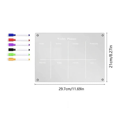 Fridge Magnet Sticker Calendar Weekly Planner Message Boards Reusable Dry Erase Board Schedule Transparent Fridge Message Menu