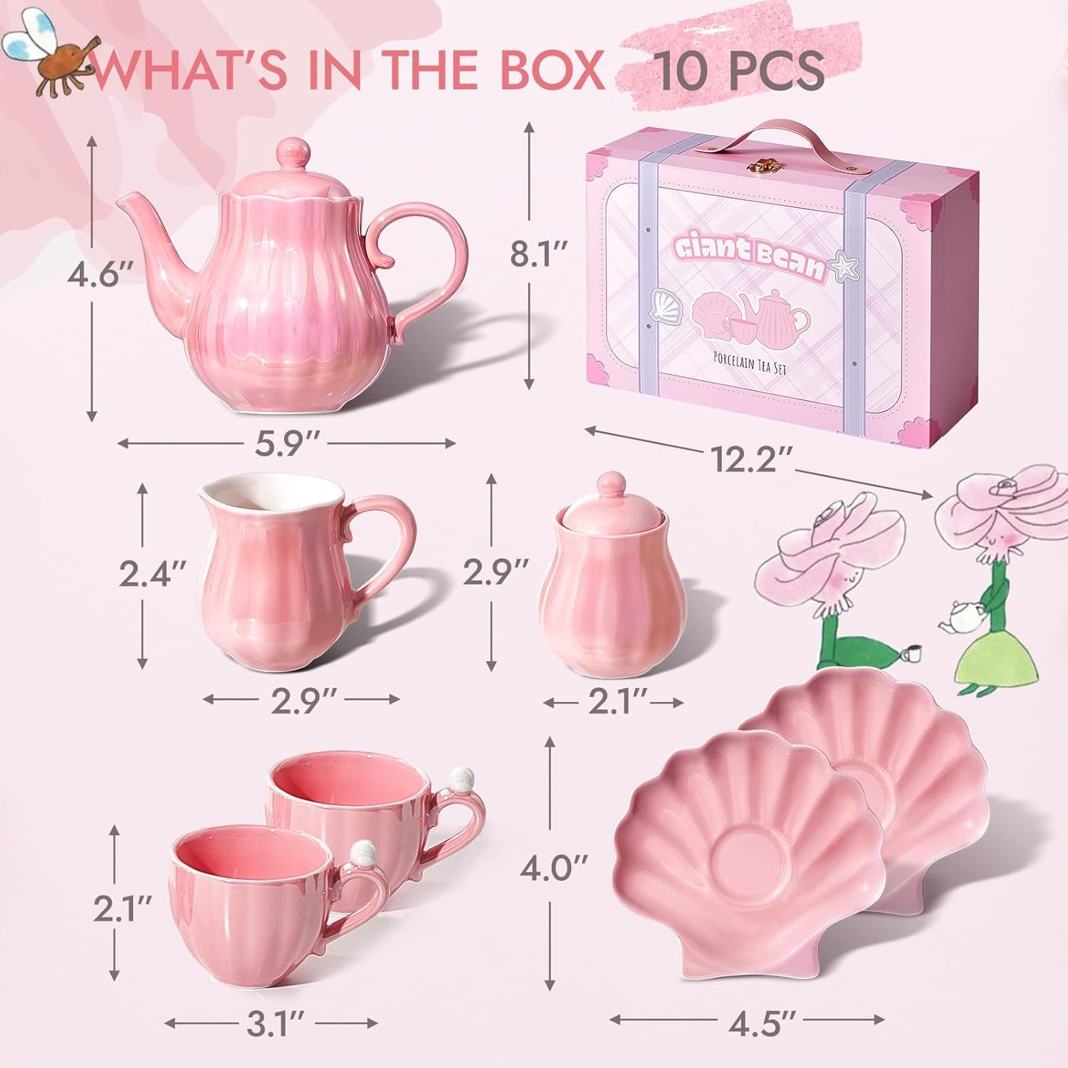 Pearl Pink Porcelain Tea Set