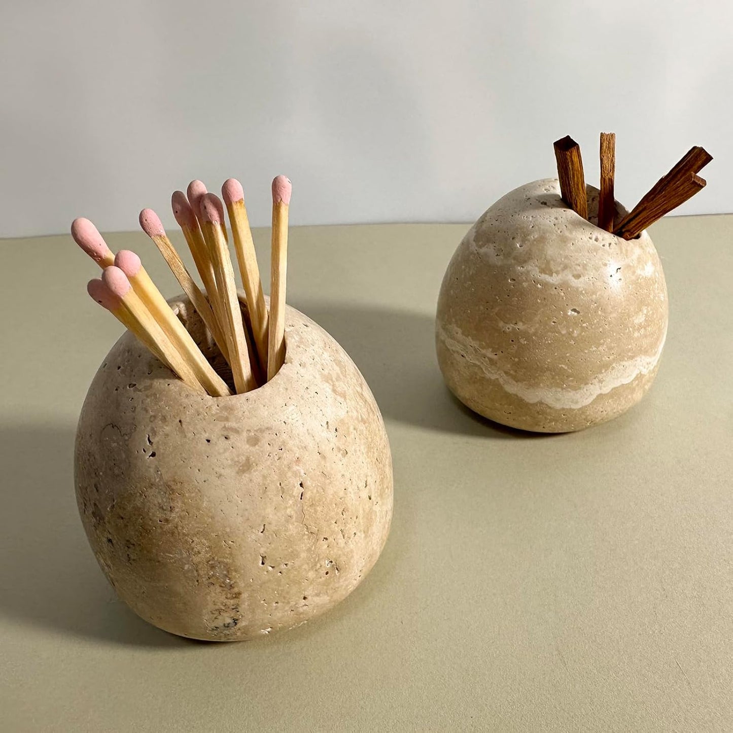 Travertine Match Holder