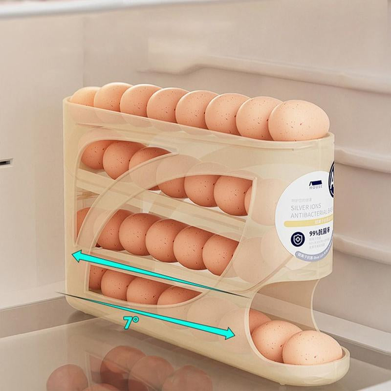 Maximize Your Fridge Space with the Four-Tier Plastic Automatic Egg Roller! 🥚✨