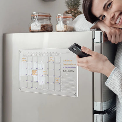 Fridge Magnet Sticker Calendar Weekly Planner Message Boards Reusable Dry Erase Board Schedule Transparent Fridge Message Menu