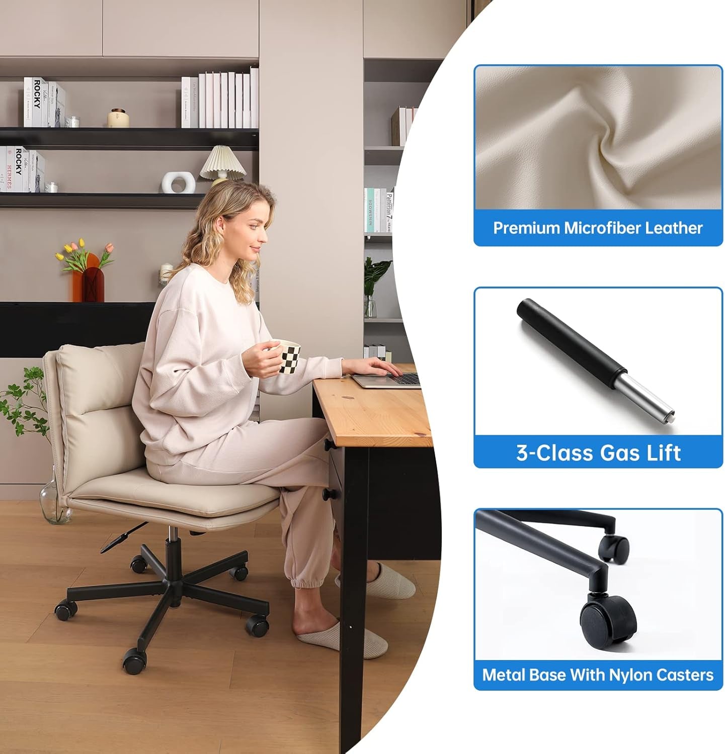 Criss Cross Armless Office Chair with Wheels