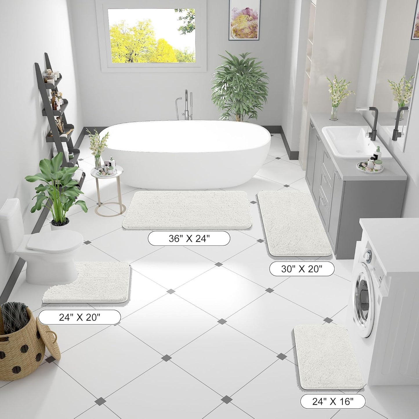 OLANLY Ultra-Soft Chenille Bath Rug