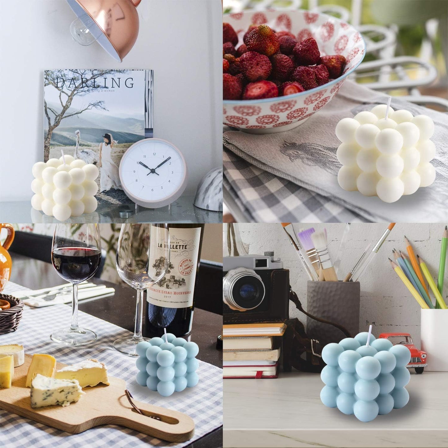 Bubble Candle - Cube Soy Wax Candles, Home Decor Candle, Scented Candle Set 2 Pieces
