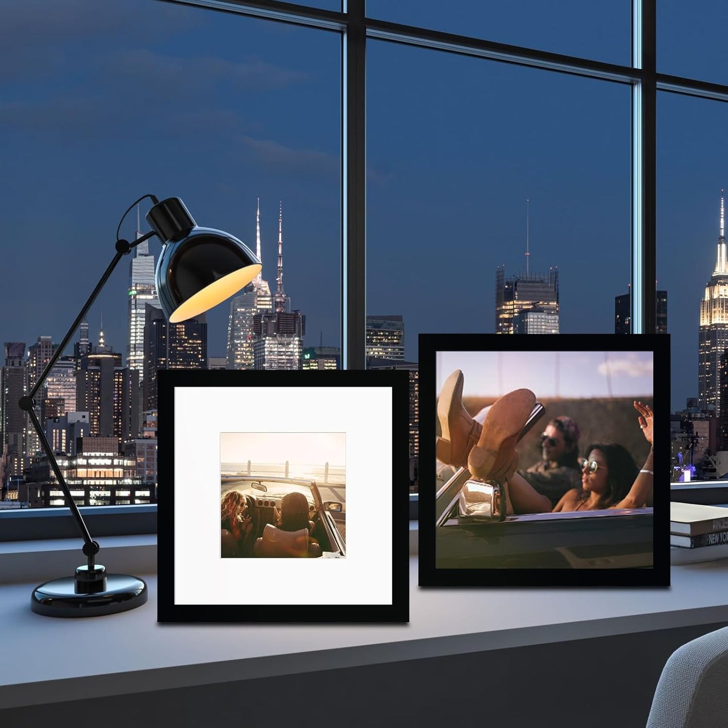 12X12 Picture Frame Set of 9, Display Pictures 8X8 with Mat or 12X12 without Mat