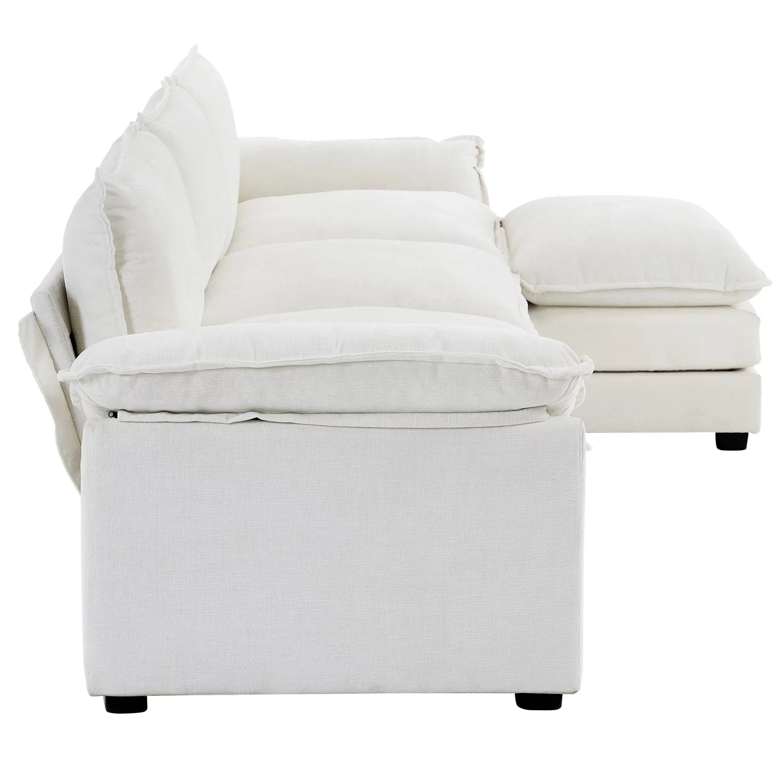 Modern Chenille Sofa with Chaise – Double Layer Cushions for Ultimate Comfort