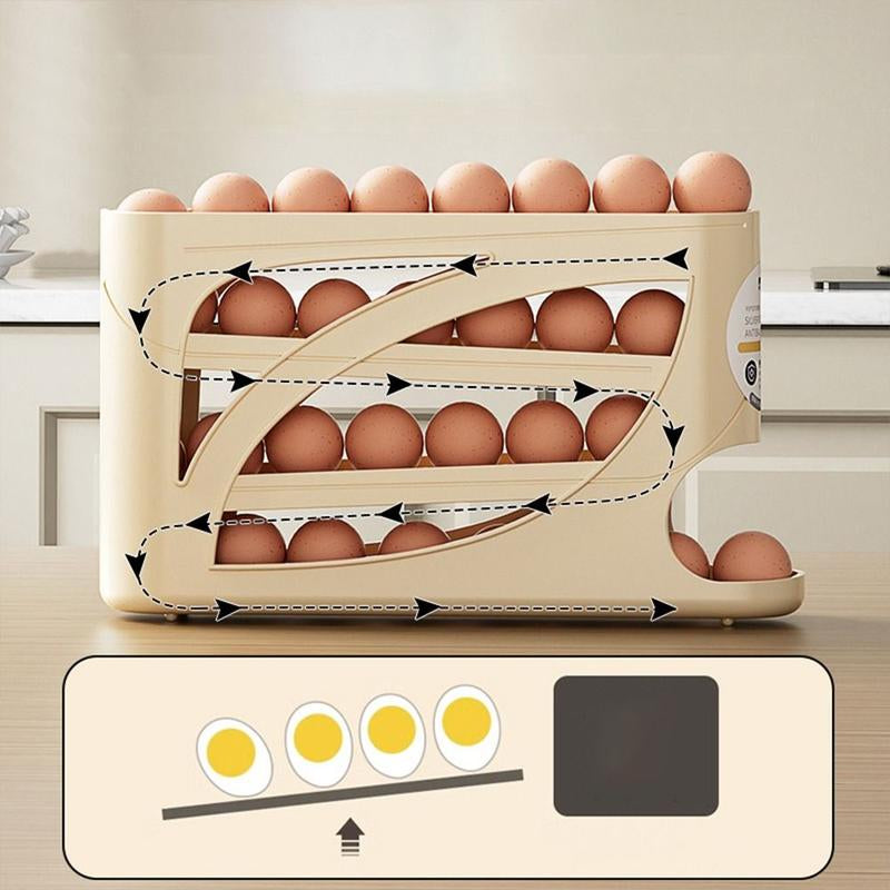 Maximize Your Fridge Space with the Four-Tier Plastic Automatic Egg Roller! 🥚✨