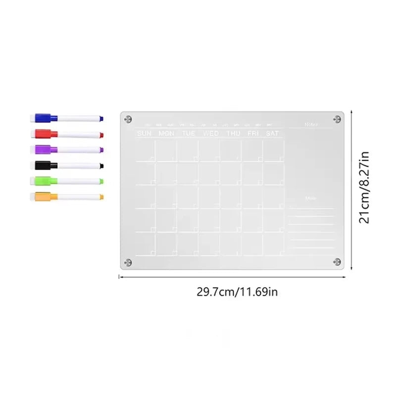 Fridge Magnet Sticker Calendar Weekly Planner Message Boards Reusable Dry Erase Board Schedule Transparent Fridge Message Menu