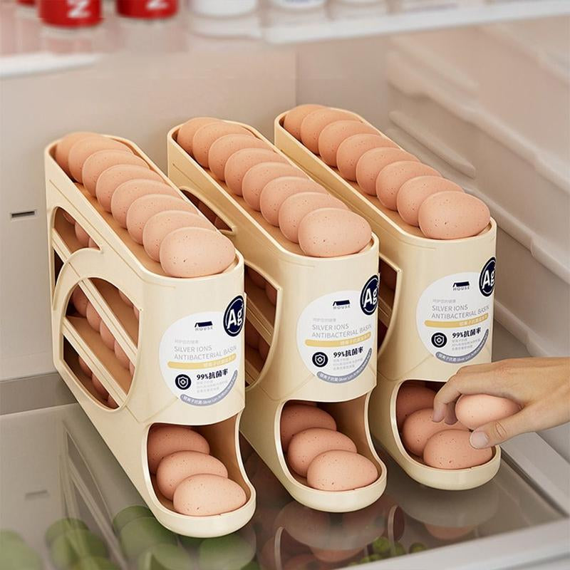 Maximize Your Fridge Space with the Four-Tier Plastic Automatic Egg Roller! 🥚✨