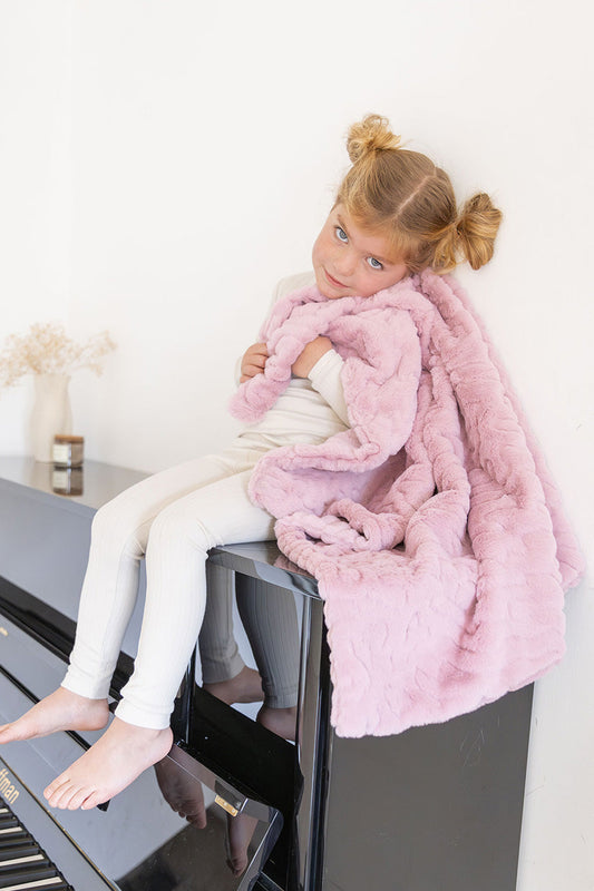 Kids Ultra-Soft Solid Pink Fur Blanket