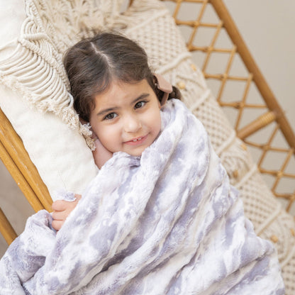 Kids Super Soft Marble Grey Fur Blanket
